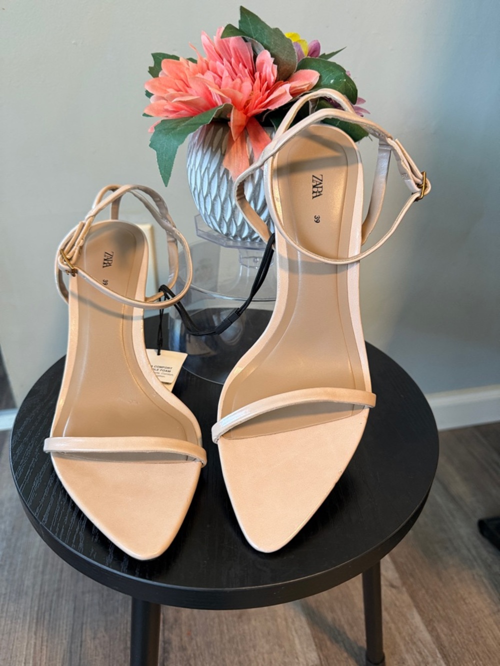 ZARA Blush Strap Pointed-Toe Heeled Sandals